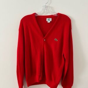 Lacoste V-Neck Red Cardigan